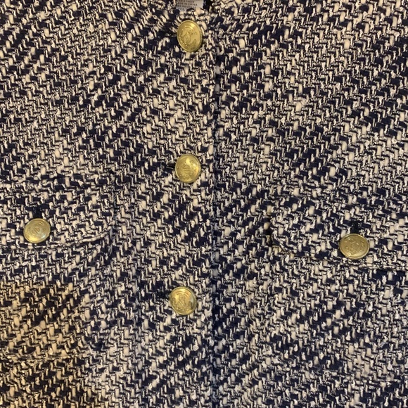 Cache Blue/Ivory Tweed Lined Jacket sz 10 - Picture 3 of 8